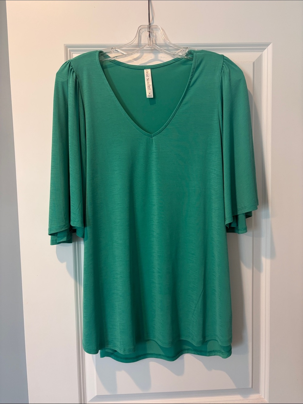 Flowy V-Neck Green Women's Top
